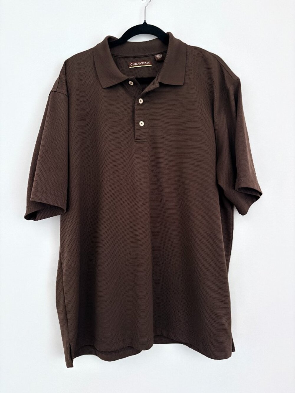 Cubavera Men's Brown Textured Short Sleeve Polo Shirt Dadcore Preppy Earthy XXL